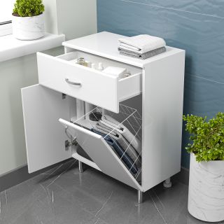 Напольная тумба Misty Люси с бельевой корзиной 60см белый